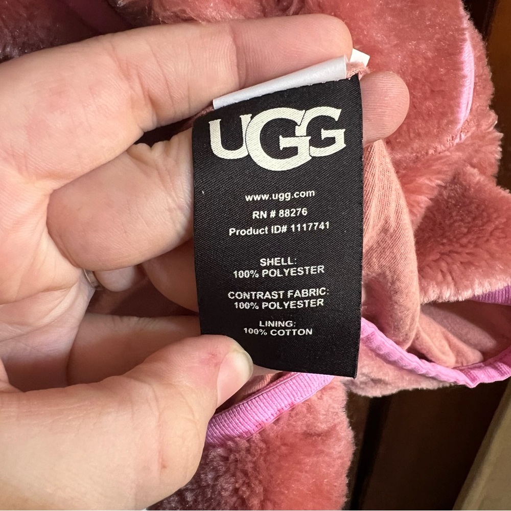 UGG Women’s Marlene Sherpa Full Zip Jacket Pink/Mauve L - Picture 4 of 5